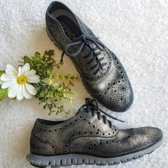 Cole Haan Shoes - Cole Haan Gunmetal Suede Zerogrand Wingtip Oxfords